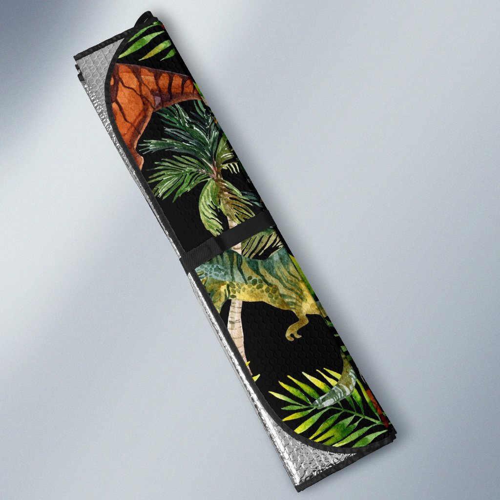 Dino Dinosaur Palm Leaf Pattern Print Car Sun Shade-grizzshop