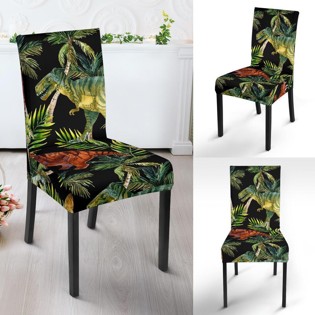 Dino Dinosaur Palm Leaf Pattern Print Chair Cover-grizzshop