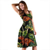 Dino Dinosaur Palm Leaf Pattern Print Dress-grizzshop