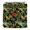 Dino Dinosaur Palm Leaf Pattern Print Duvet Cover Bedding Set-grizzshop