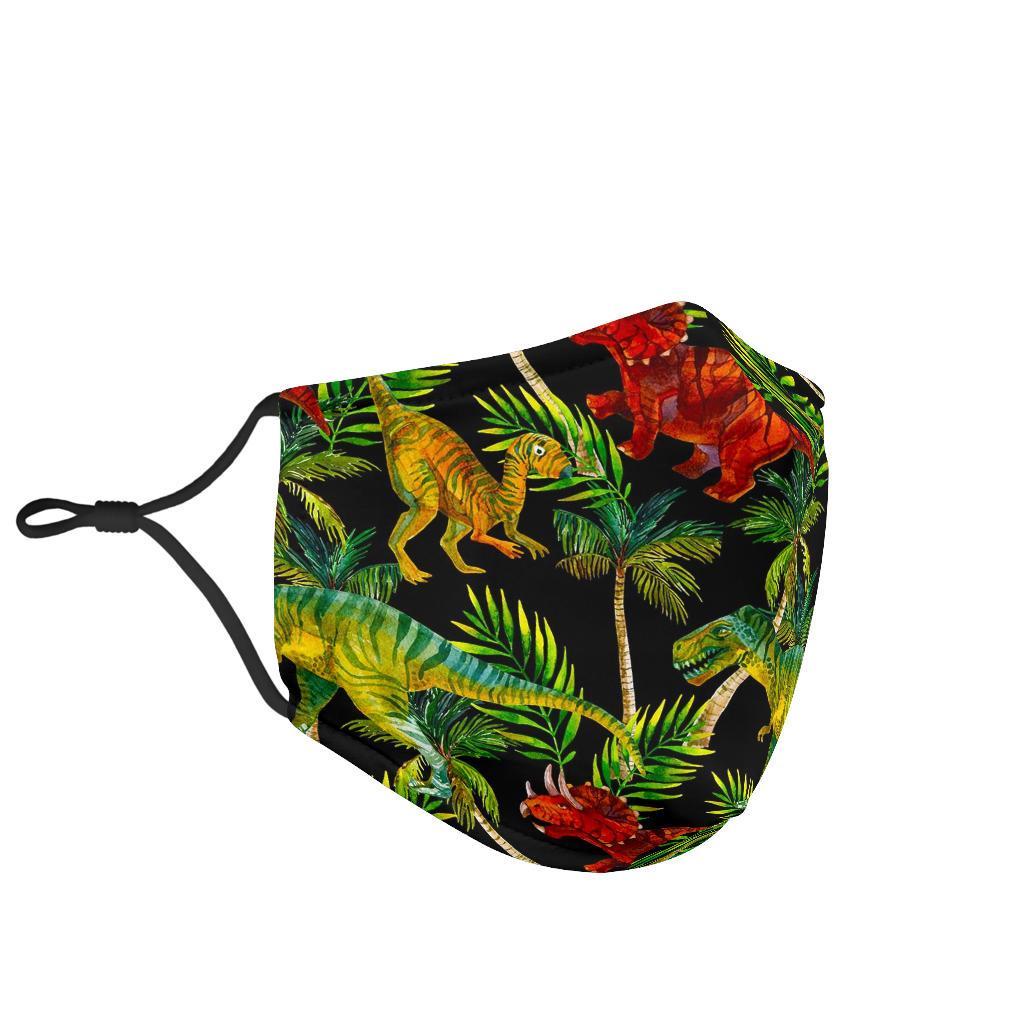 Dino Dinosaur Palm Leaf Pattern Print Face Mask-grizzshop