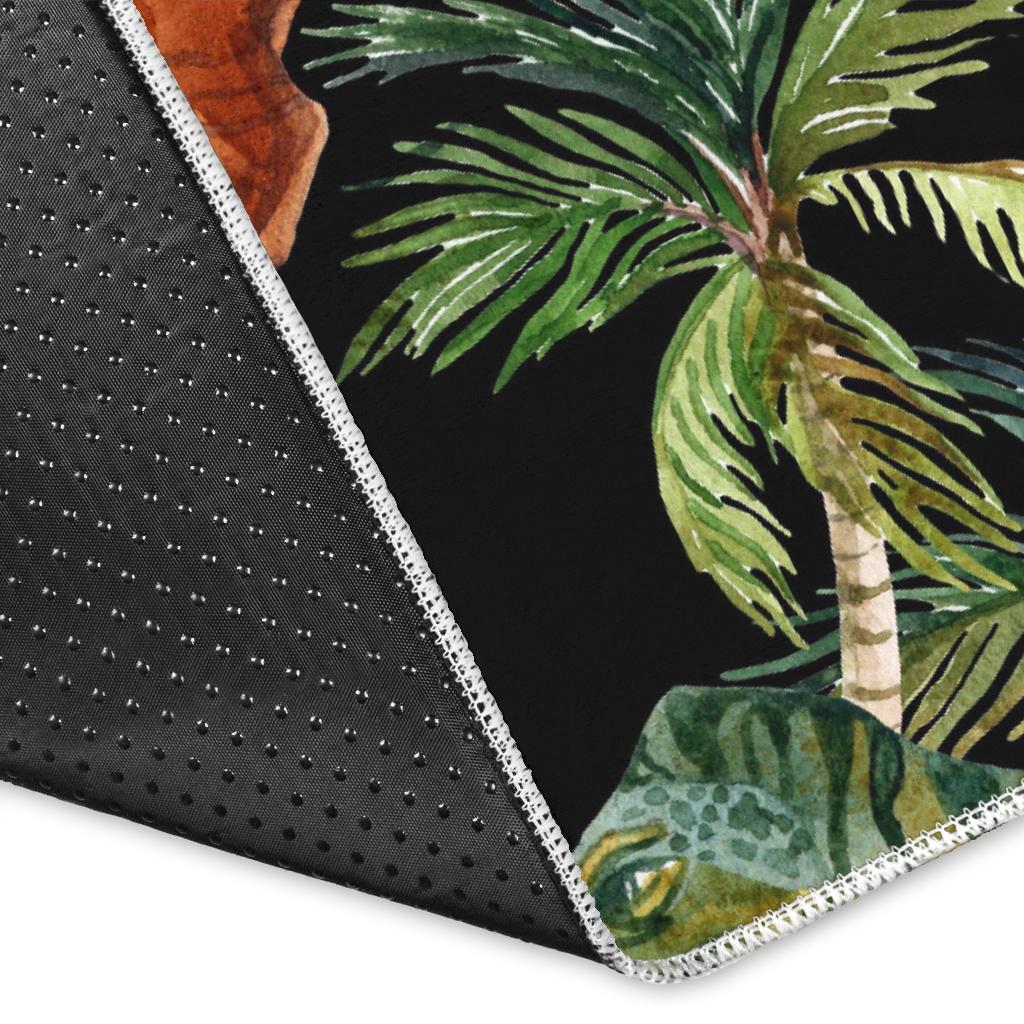 Dino Dinosaur Palm Leaf Pattern Print Floor Mat-grizzshop