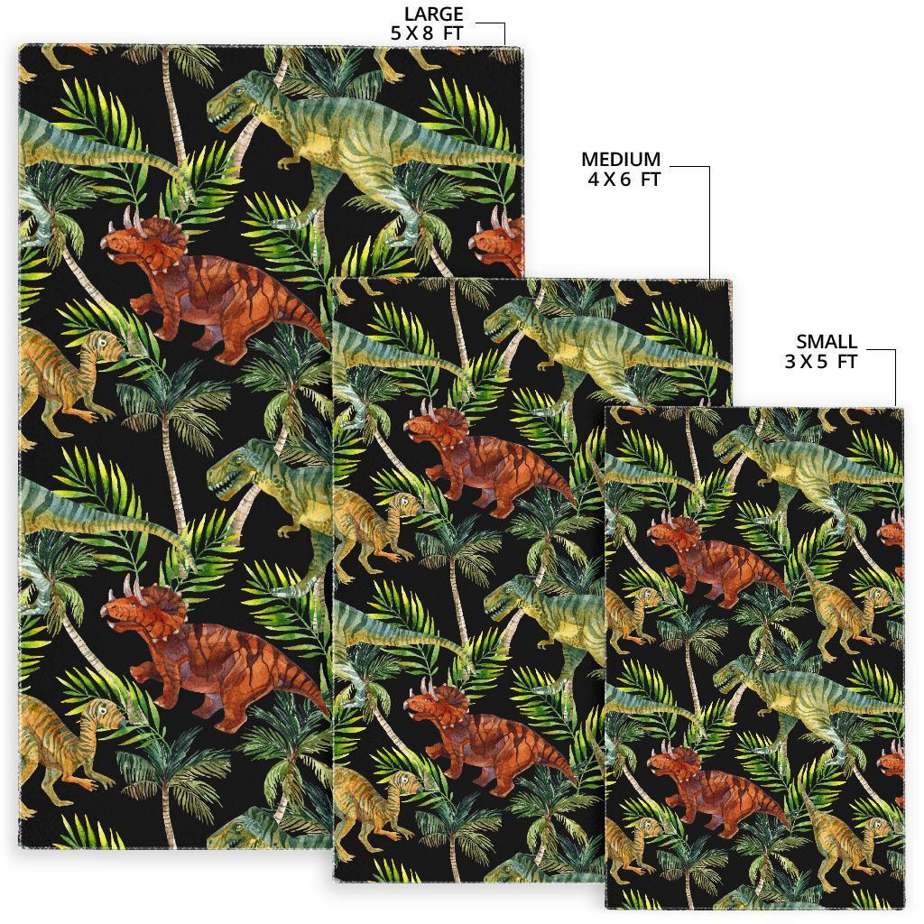 Dino Dinosaur Palm Leaf Pattern Print Floor Mat-grizzshop