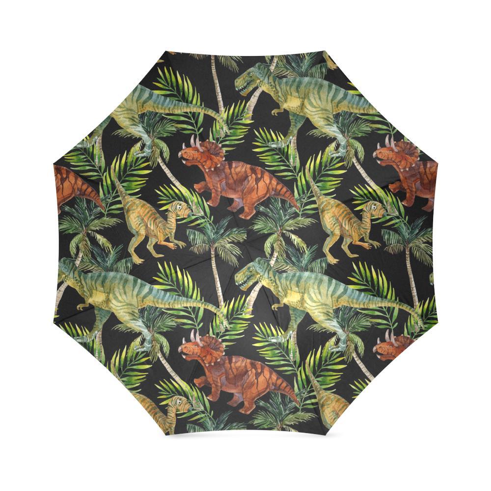 Dino Dinosaur Palm Leaf Pattern Print Foldable Umbrella-grizzshop