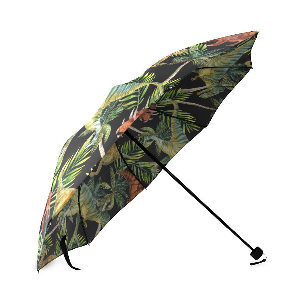 Dino Dinosaur Palm Leaf Pattern Print Foldable Umbrella-grizzshop