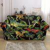 Dino Dinosaur Palm Leaf Pattern Print Loveseat Cover-grizzshop