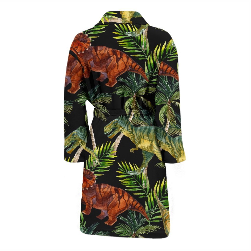 Dino Dinosaur Palm Leaf Pattern Print Men Long Robe-grizzshop