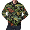 Dino Dinosaur Palm Leaf Pattern Print Men's Bomber Jacket-grizzshop