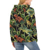 Dino Dinosaur Palm Leaf Pattern Print Women Pullover Hoodie-grizzshop