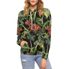 Dino Dinosaur Palm Leaf Pattern Print Women Pullover Hoodie-grizzshop