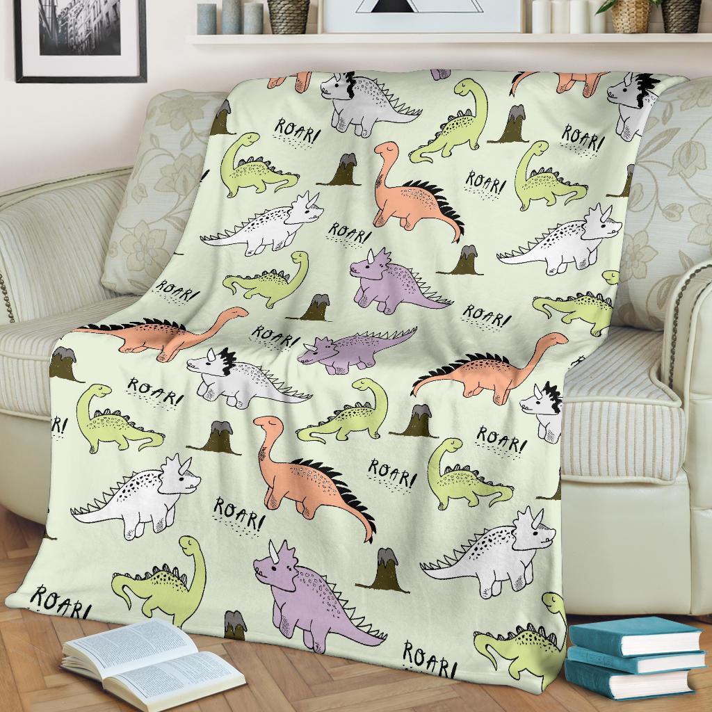 Dino Roar Dinosaur Pattern Print Blanket-grizzshop