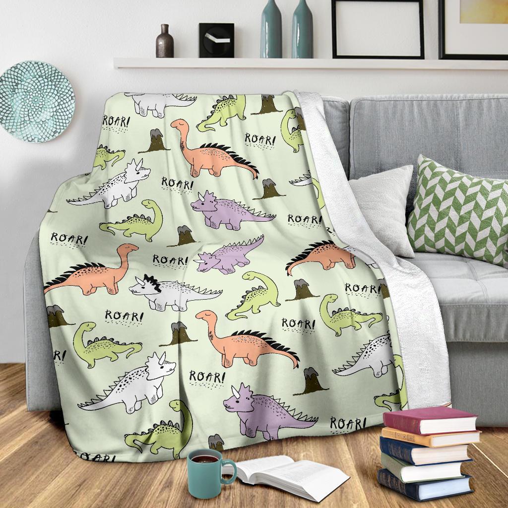 Dino Roar Dinosaur Pattern Print Blanket-grizzshop