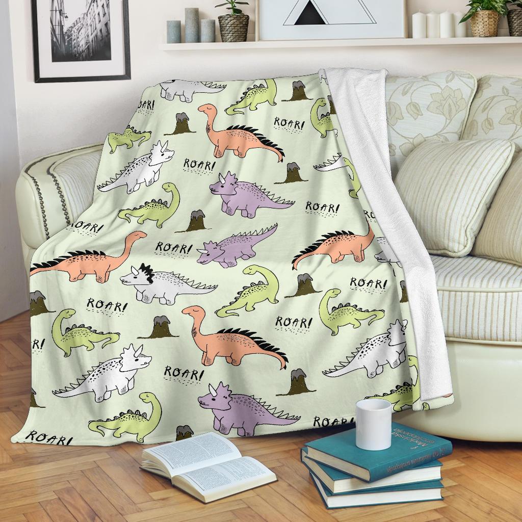 Dino Roar Dinosaur Pattern Print Blanket-grizzshop