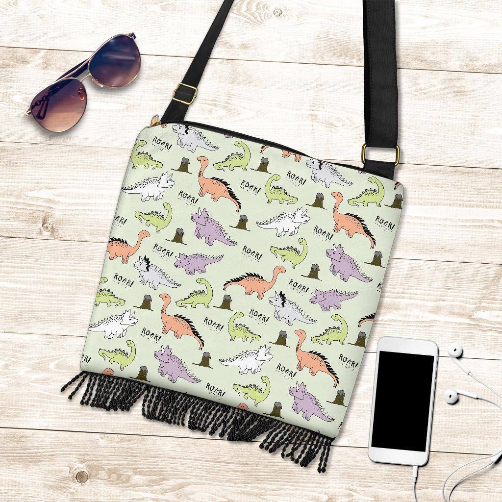 Dino Roar Dinosaur Pattern Print Crossbody Bags-grizzshop