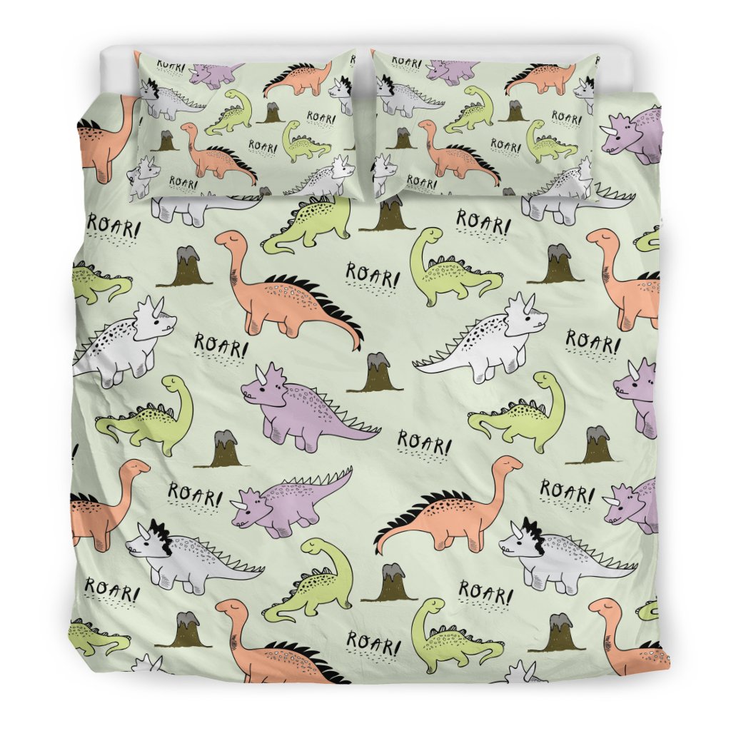 Dino Roar Dinosaur Pattern Print Duvet Cover Bedding Set-grizzshop