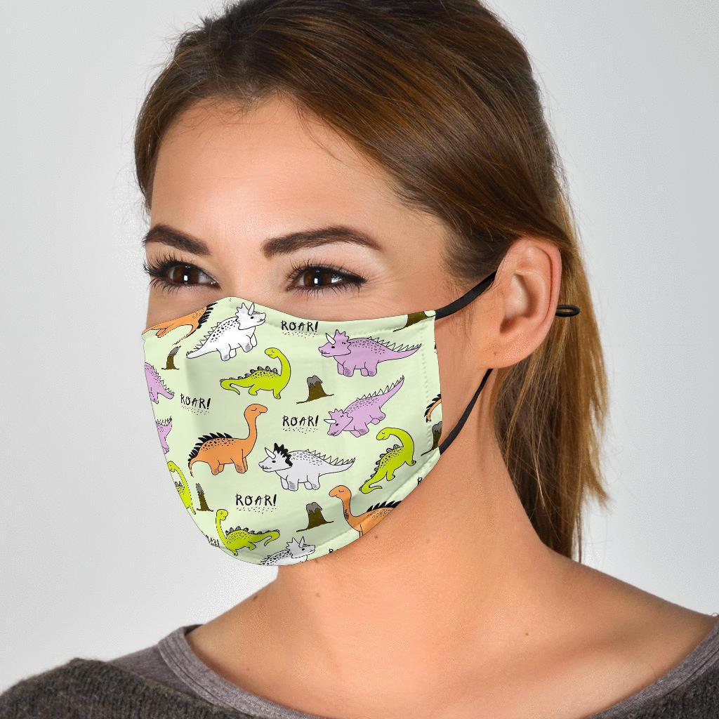 Dino Roar Dinosaur Pattern Print Face Mask-grizzshop