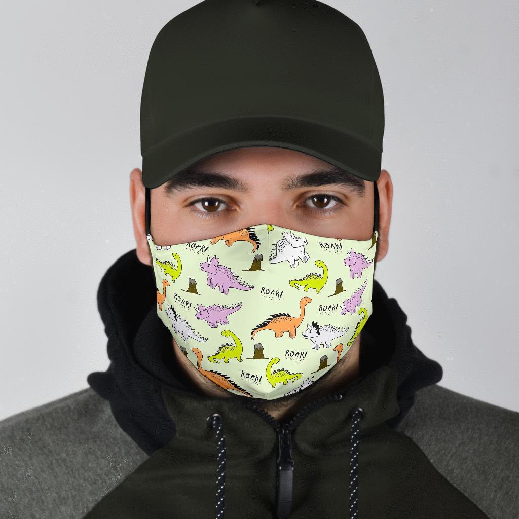 Dino Roar Dinosaur Pattern Print Face Mask-grizzshop