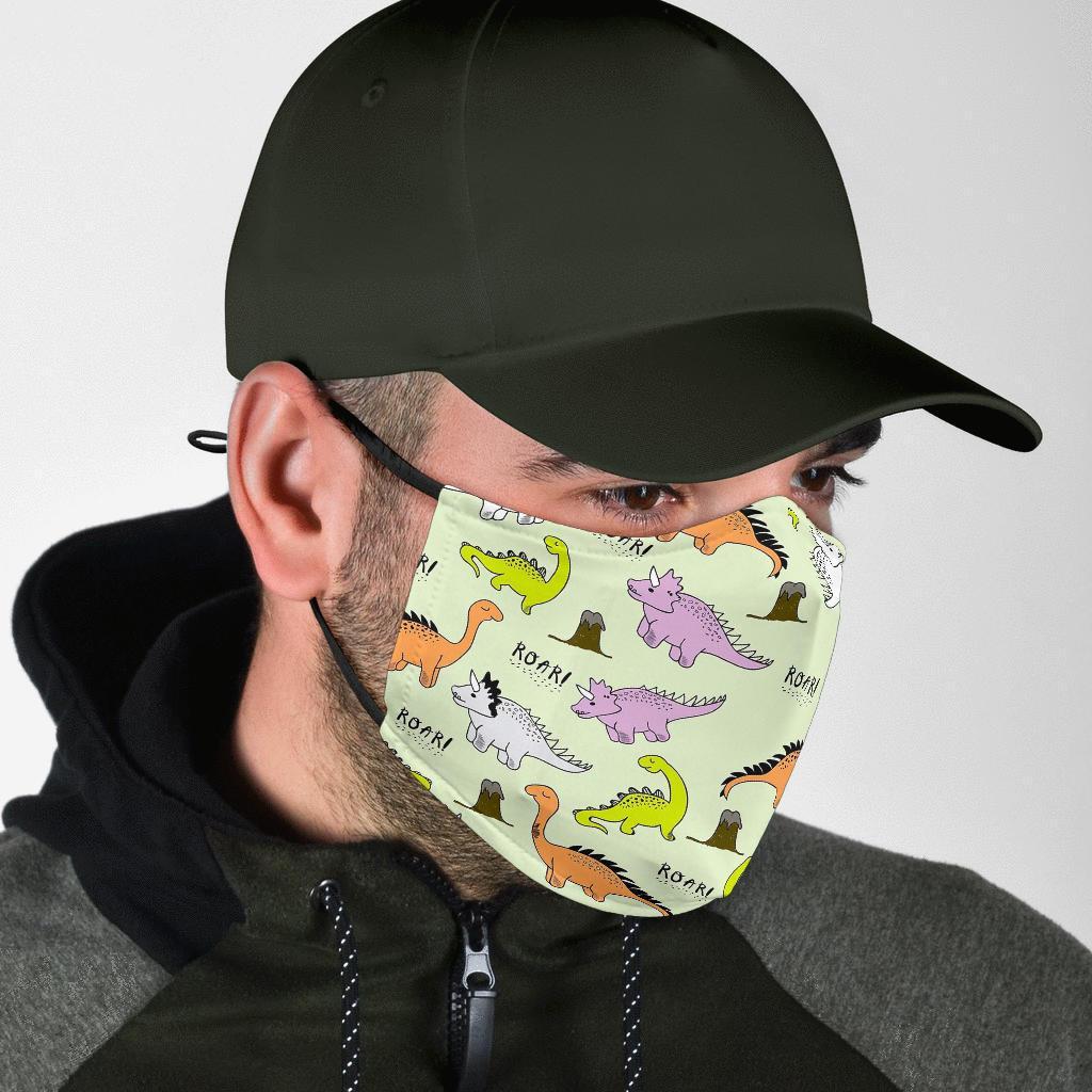 Dino Roar Dinosaur Pattern Print Face Mask-grizzshop