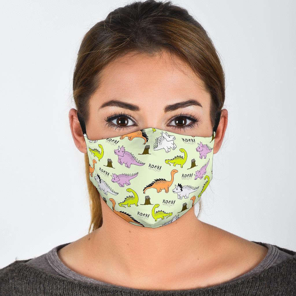 Dino Roar Dinosaur Pattern Print Face Mask-grizzshop