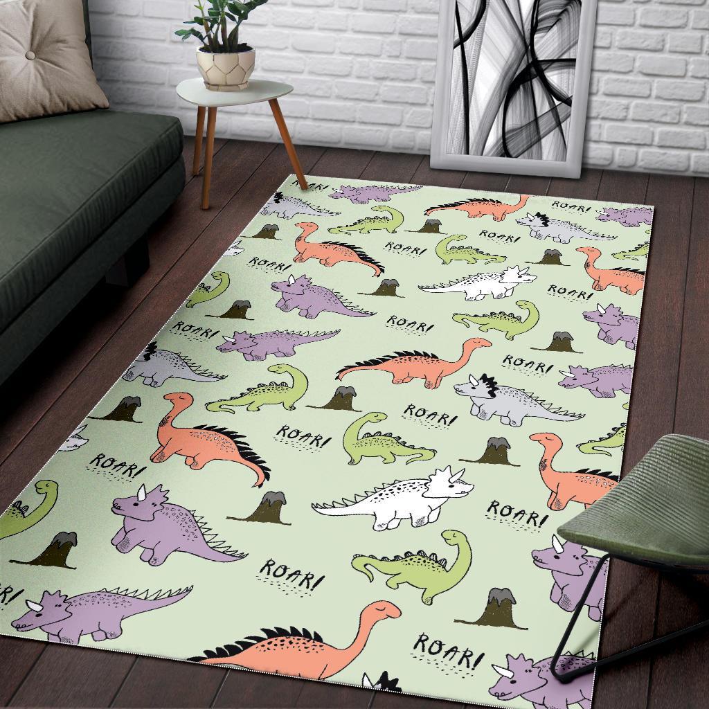 Dino Roar Dinosaur Pattern Print Floor Mat-grizzshop