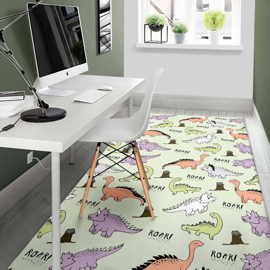 Dino Roar Dinosaur Pattern Print Floor Mat-grizzshop