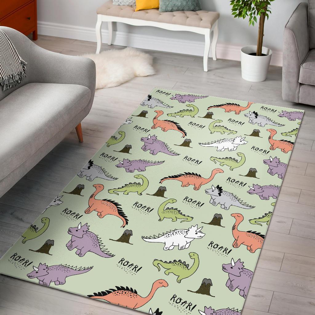 Dino Roar Dinosaur Pattern Print Floor Mat-grizzshop