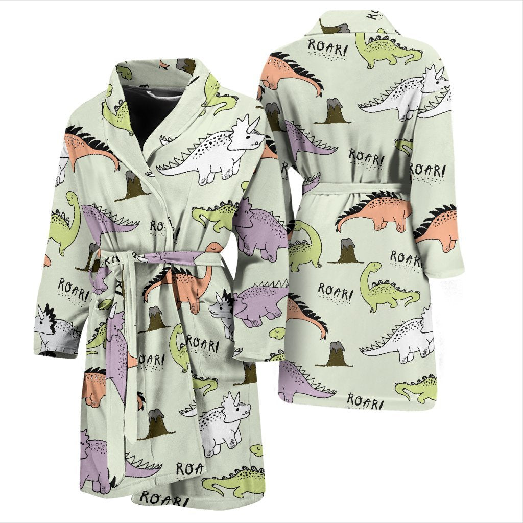 Dino Roar Dinosaur Pattern Print Men Long Robe-grizzshop