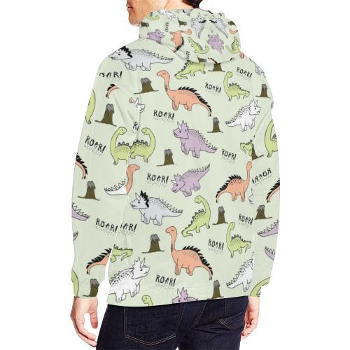 Dino Roar Dinosaur Pattern Print Men Pullover Hoodie-grizzshop