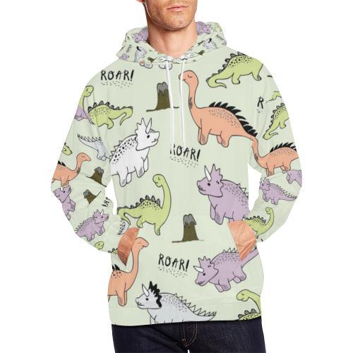 Dino Roar Dinosaur Pattern Print Men Pullover Hoodie-grizzshop