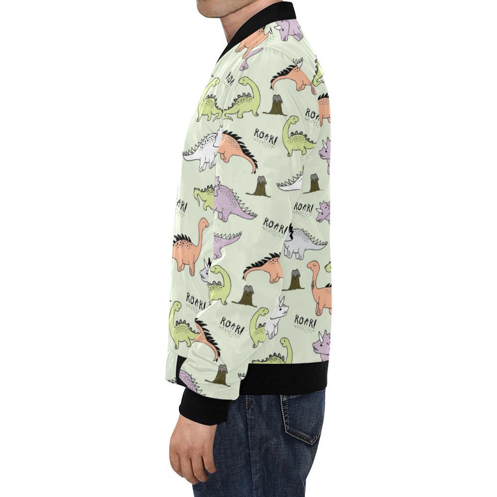 Dino Roar Dinosaur Pattern Print Men's Bomber Jacket-grizzshop