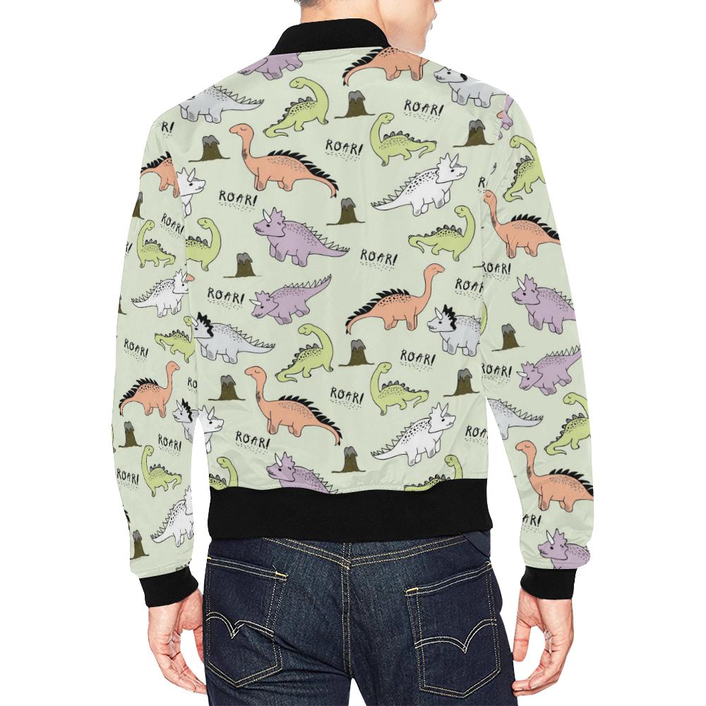 Dino Roar Dinosaur Pattern Print Men's Bomber Jacket-grizzshop