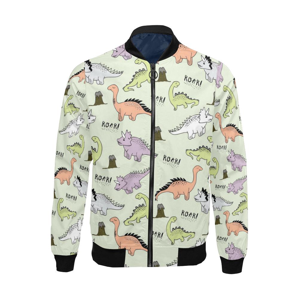 Dino Roar Dinosaur Pattern Print Men's Bomber Jacket-grizzshop