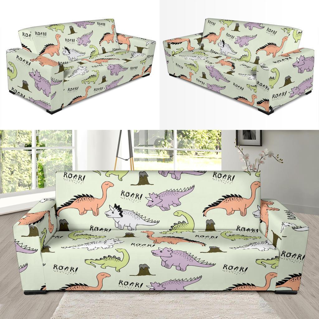 Dino Roar Dinosaur Pattern Print Sofa Covers-grizzshop