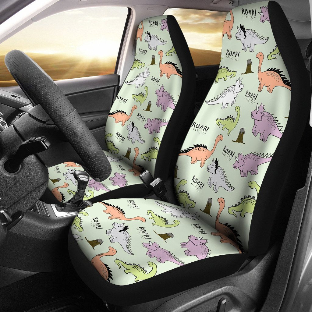 Dino Roar Dinosaur Pattern Print Universal Fit Car Seat Cover-grizzshop