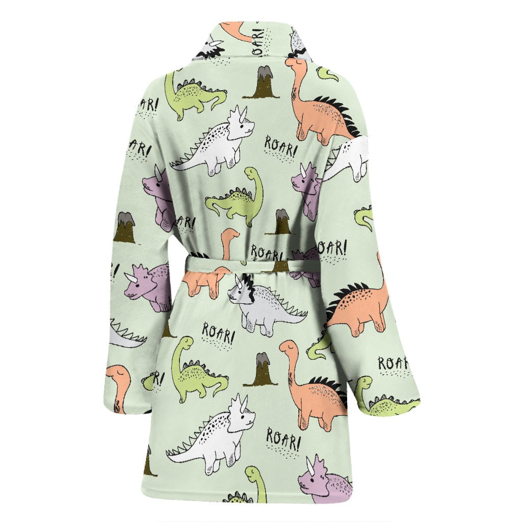Dino Roar Dinosaur Pattern Print Women Long Robe-grizzshop