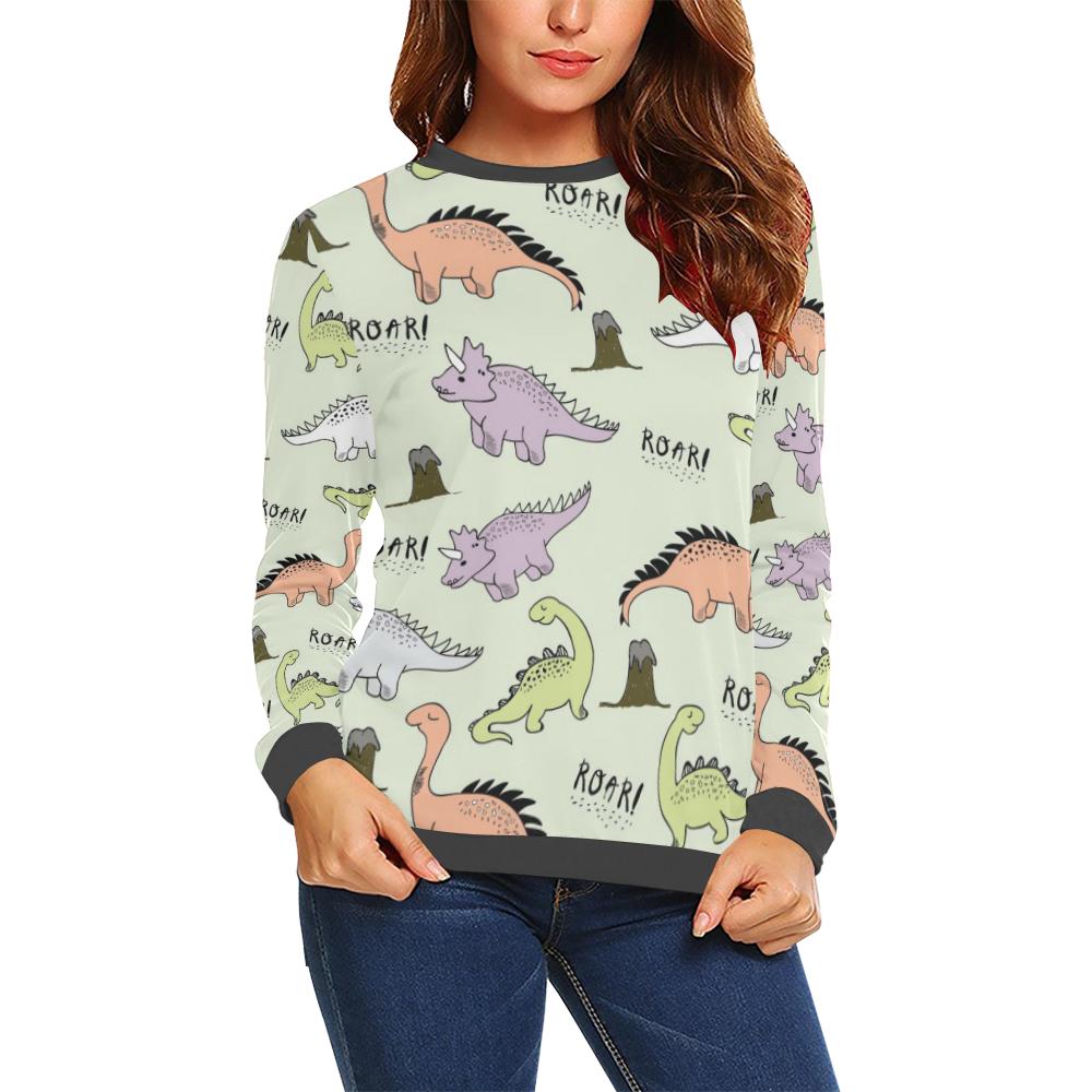 Dino Roar Dinosaur Pattern Print Women's Sweatshirt-grizzshop