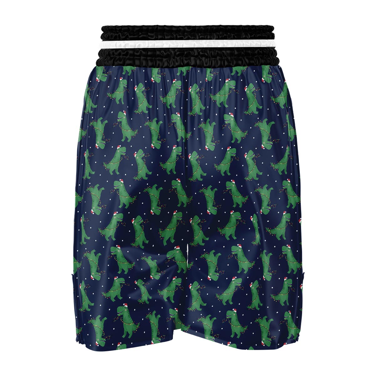 Dino T-Rex Christmas Santa Claus Print Pattern Boxing Shorts-grizzshop