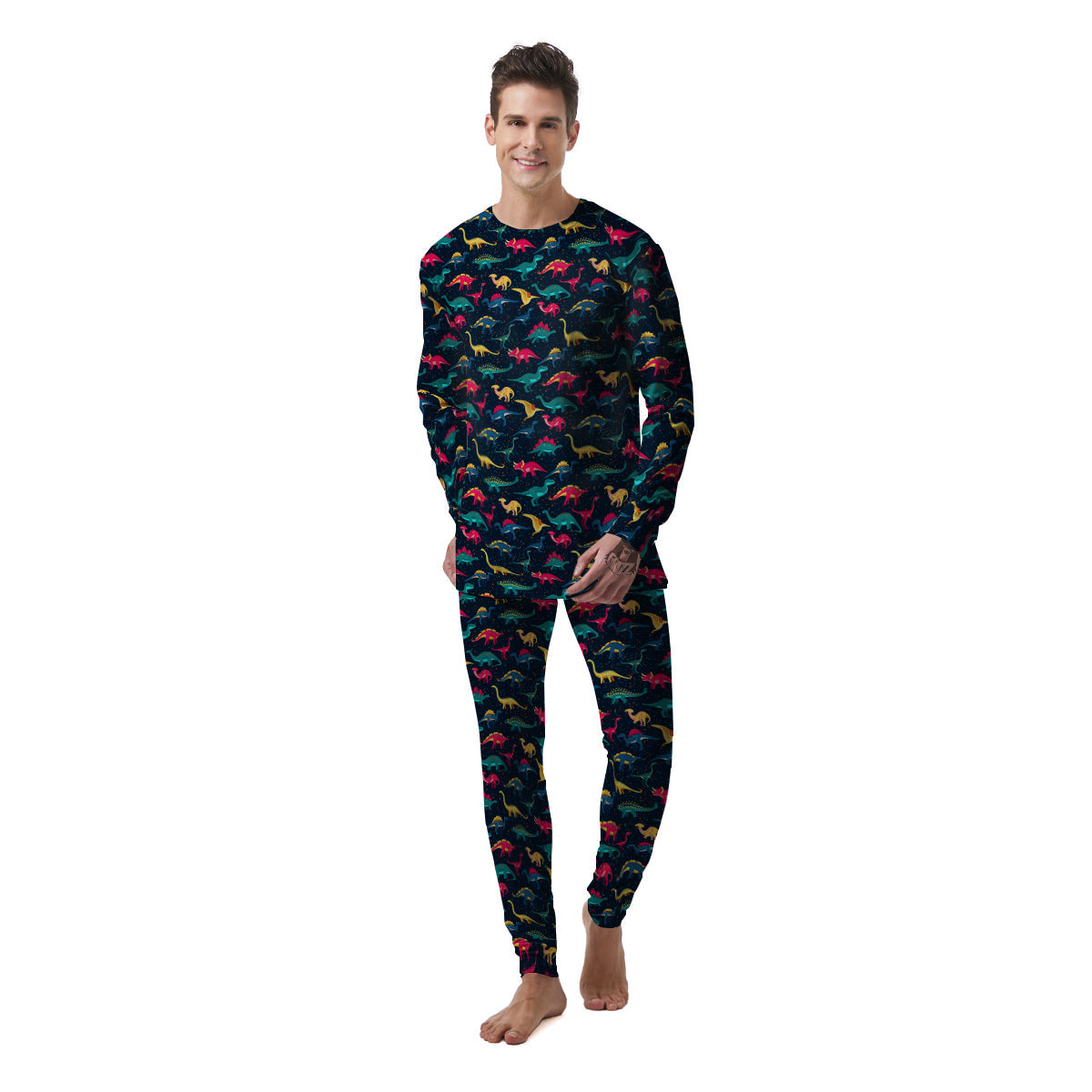 Dinosaur Colorful Print Pattern Men's Pajamas-grizzshop