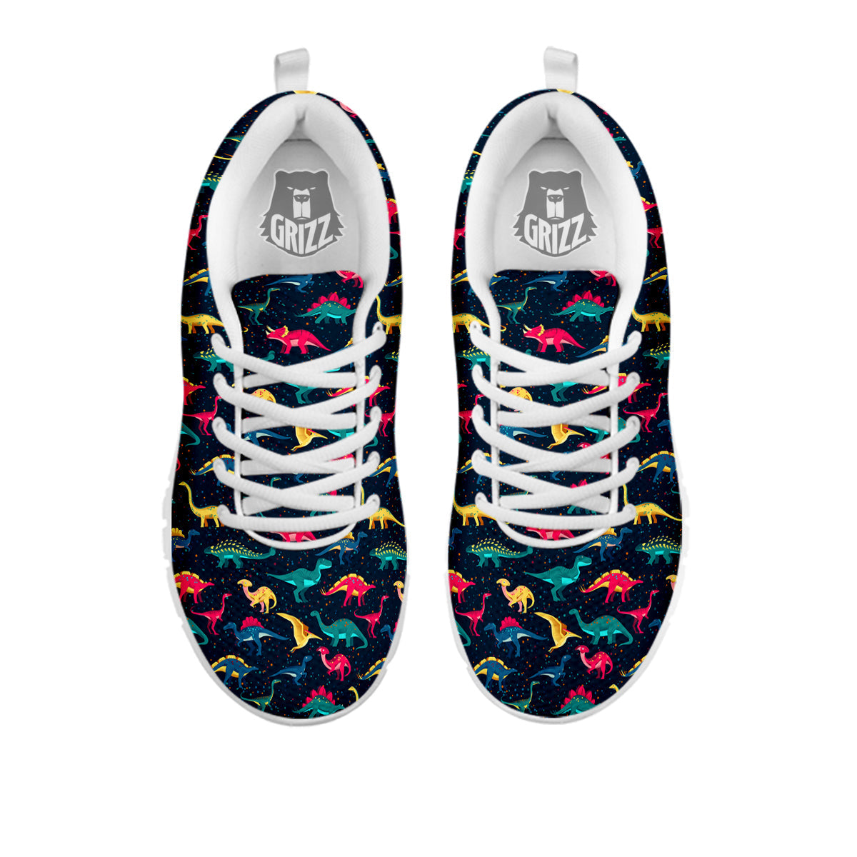 Dinosaur Colorful Print Pattern White Sneaker-grizzshop