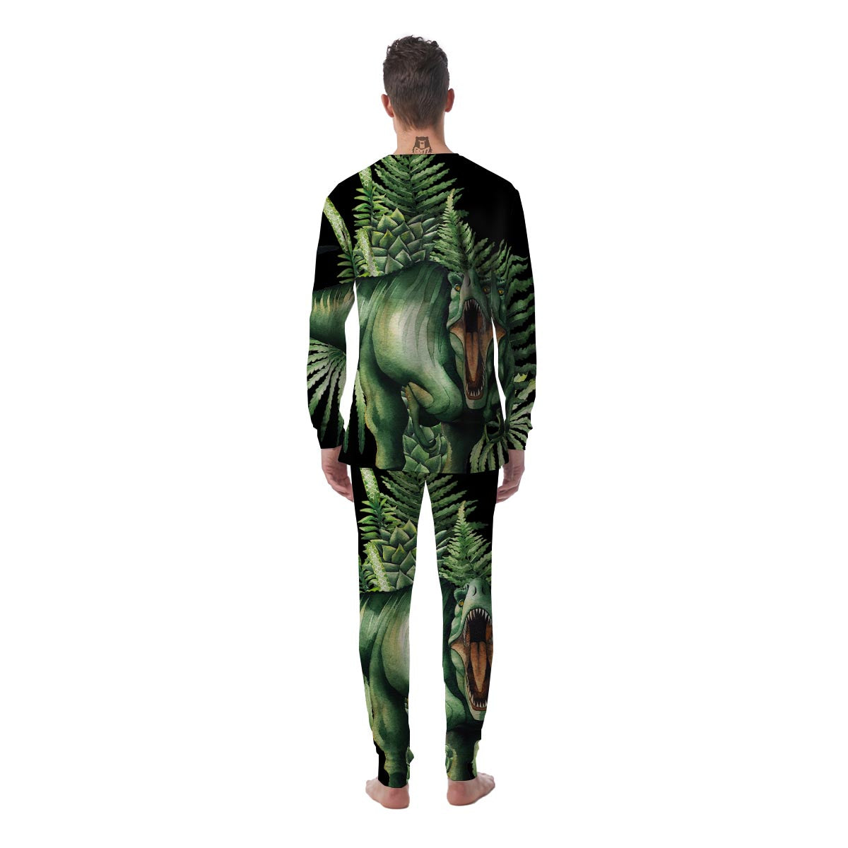 Dinosaur T Rex And Jurassic Plants Print Men's Pajamas-grizzshop