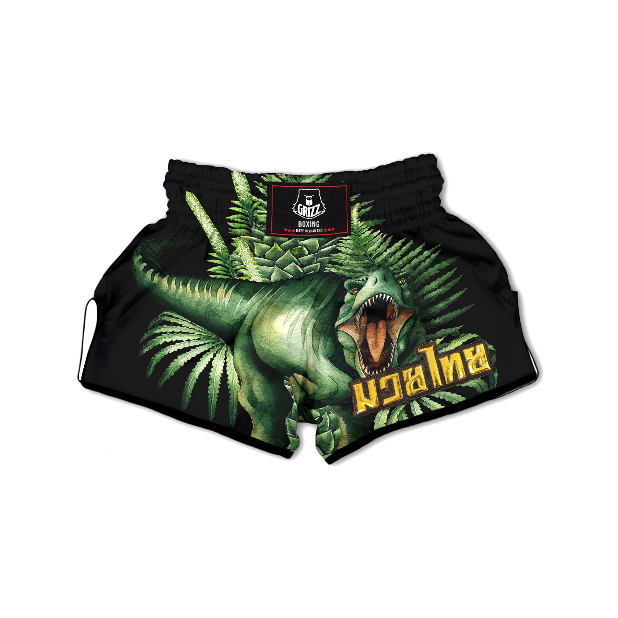 Dinosaur T Rex And Jurassic Plants Print Muay Thai Boxing Shorts-grizzshop