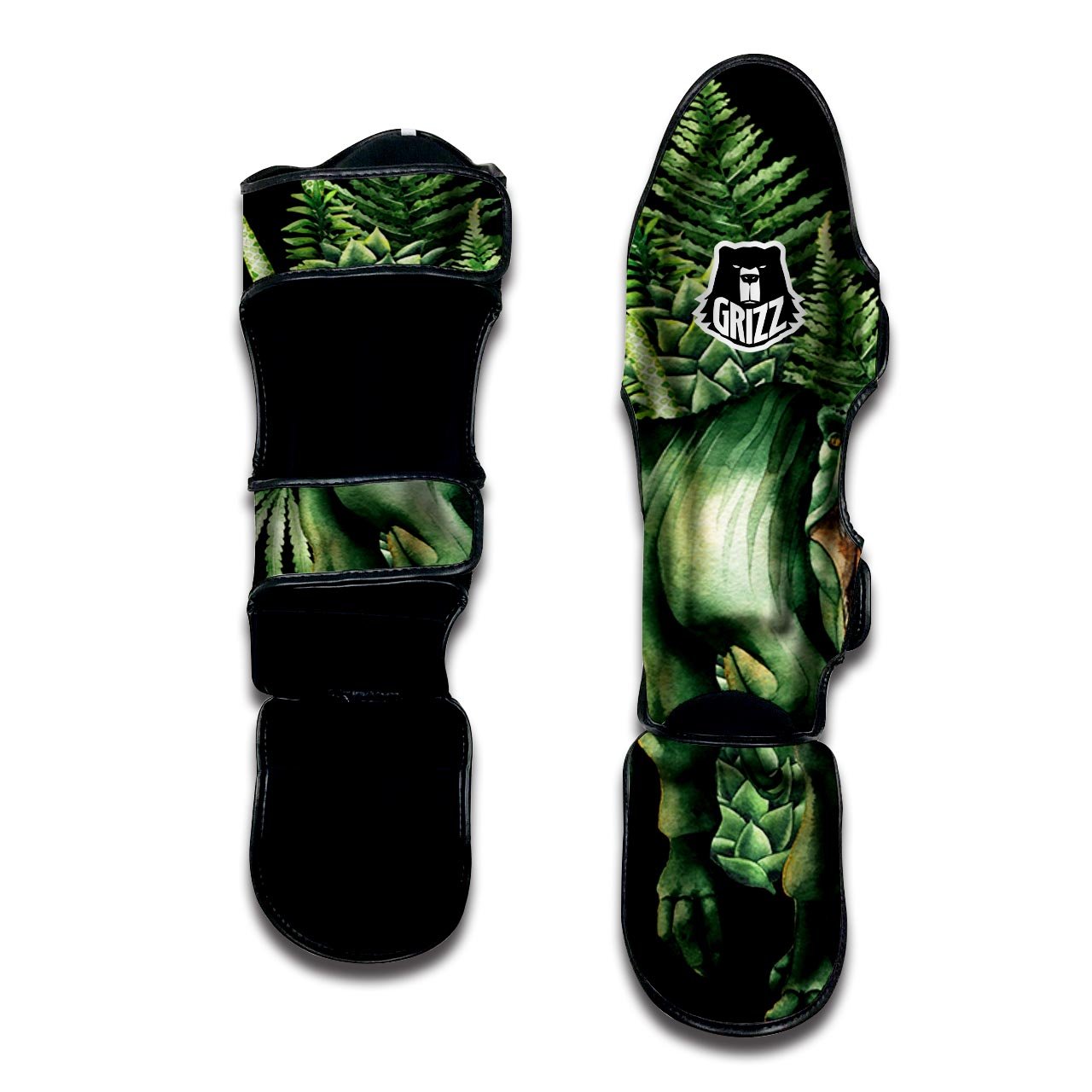 Dinosaur T Rex And Jurassic Plants Print Muay Thai Shin Guards-grizzshop