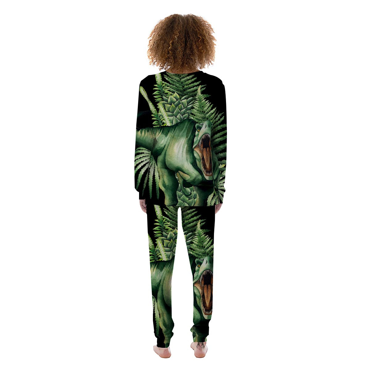 Dinosaur T Rex And Jurassic Plants Print Women's Pajamas-grizzshop