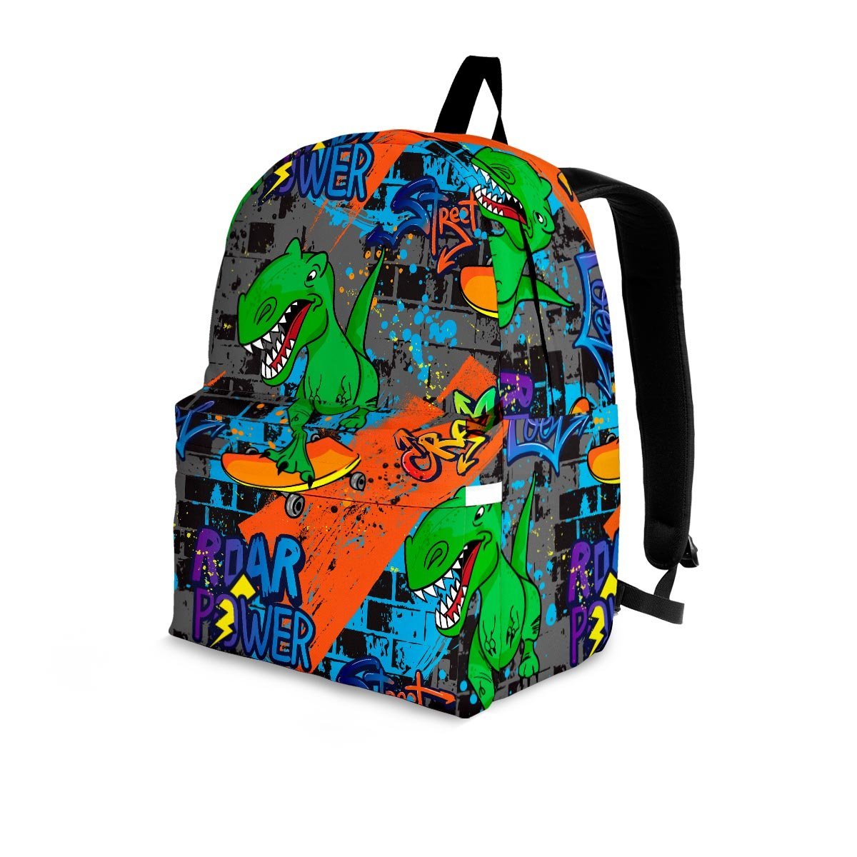 Dinosaur T-rex Graffiti Print Backpack-grizzshop