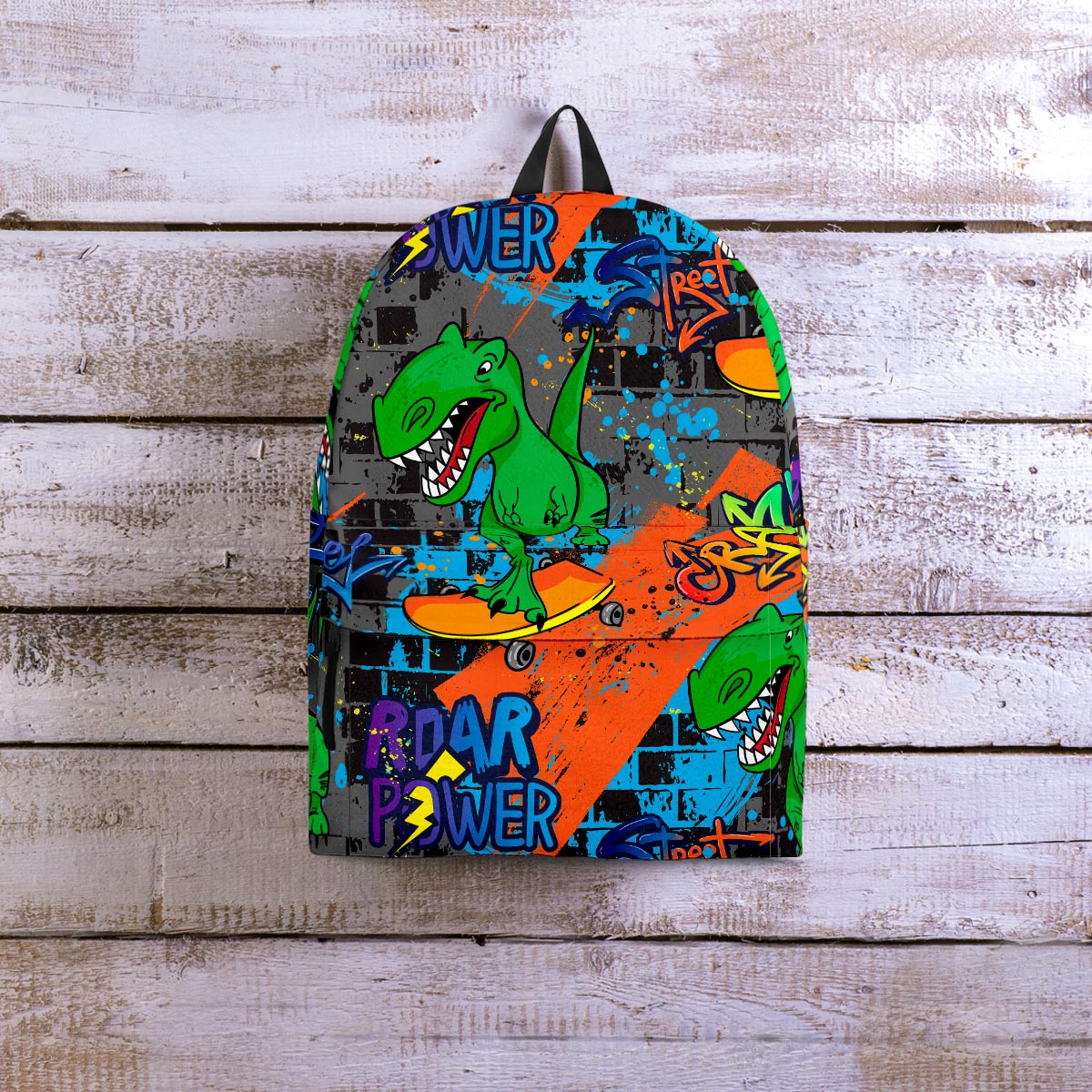 Dinosaur T-rex Graffiti Print Backpack-grizzshop