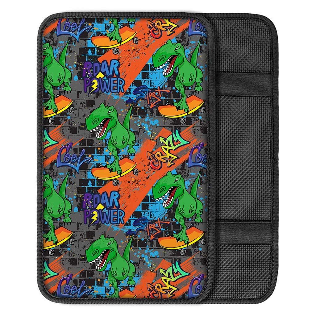 Dinosaur T-rex Graffiti Print Car Console Cover-grizzshop