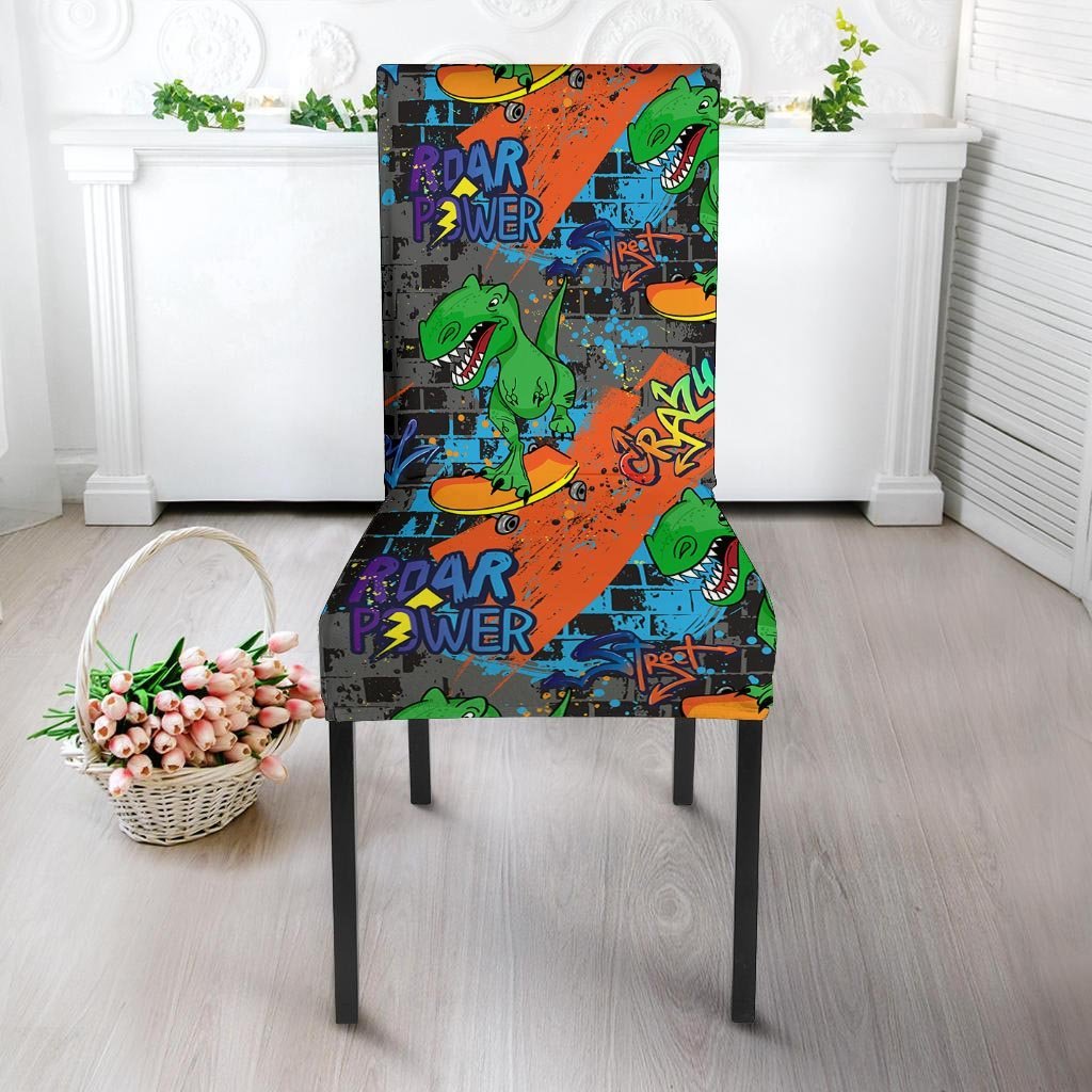 Dinosaur T-rex Graffiti Print Chair Cover-grizzshop