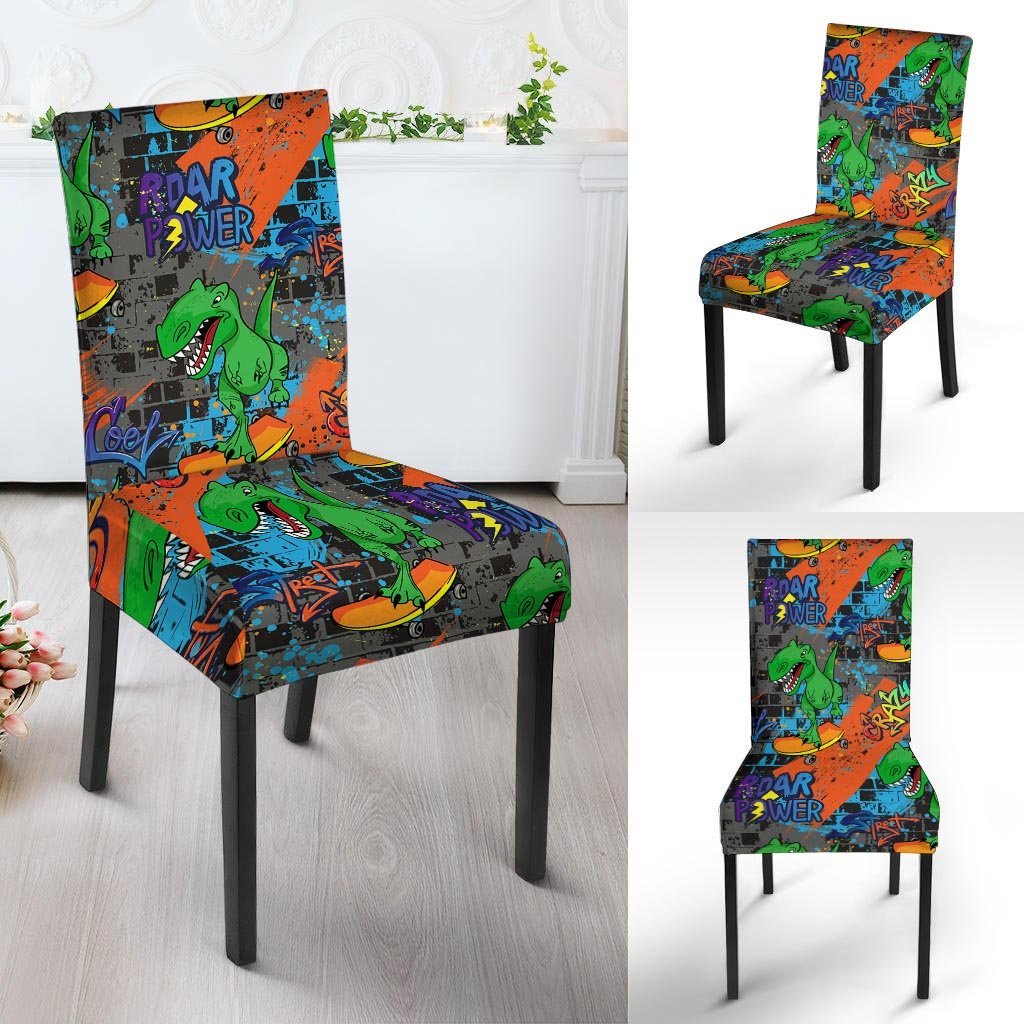 Dinosaur T-rex Graffiti Print Chair Cover-grizzshop