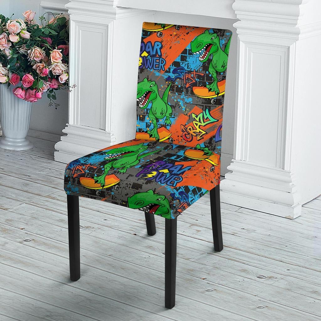 Dinosaur T-rex Graffiti Print Chair Cover-grizzshop