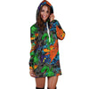 Dinosaur T-rex Graffiti Print Hoodie Dress-grizzshop